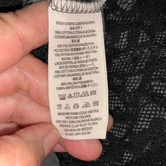 Free People gray and black lace shirt sz Small - Picture 4 of 9